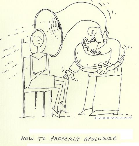 Cartoon: men.apologising (medium) by ouzounian tagged men,women,relationships,tuba