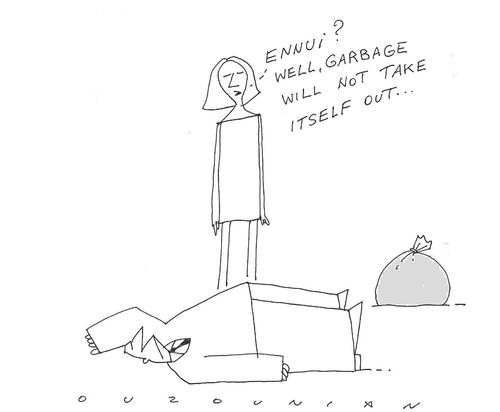 Cartoon: ouzounian (medium) by ouzounian tagged ennui,despair,sadness,garbage,men,women,relationships