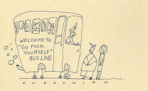 Cartoon: transport (medium) by ouzounian tagged transport,busses,ouzounian,courtesy,business