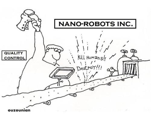 Cartoon: nano-business (medium) by ouzounian tagged nano,robots,factory,uprising