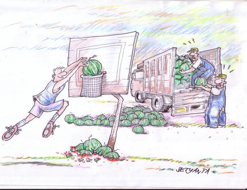 Cartoon: basket melon (medium) by Bakti Setyanta tagged fruity