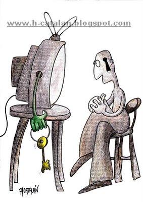 Cartoon: CARCELERO (medium) by HCATALAN tagged carcel,tv,television,llave,dependencia