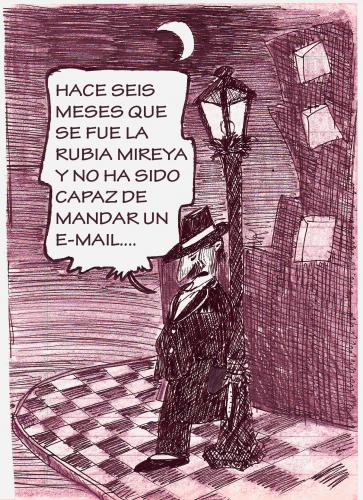 Cartoon: SE FUE LA MIREYA (medium) by HCATALAN tagged tango,email,mail,guapo,abandono