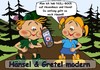 Cartoon: Hänsel und Gretel mit GPS (small) by RiwiToons tagged geocaching,schnitzeljagd,märchen,hänsel,gretel,gpsempfänger,navi,navigationsgerät,trendsport,hobby,freizeit,schatzjäger,schatzsucher