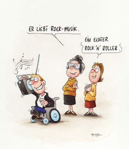 Cartoon: rock n roller (medium) by ms rainer tagged rollstuhl,behinderung,musik