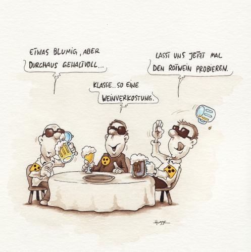 Cartoon: weinverkostung (medium) by ms rainer tagged wein,bier,blind,tischrunde