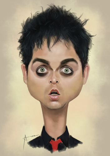 Cartoon: Billie Joe Armstrong (medium) by areztoon tagged caricature,billie,joe,armstrong,lead,vocalist,green,day