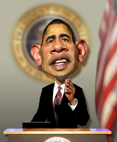 Cartoon: Barack Obama Portrait (medium) by RodneyPike tagged barack,obama,portrait,art,caricature,humor,illustration,manipulation,photo,photomanipulation,photoshop,pike,rodney,rwpike,digital,graphic,celebrity,political,satire