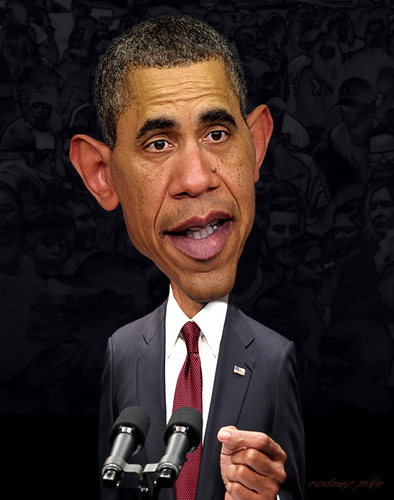 Cartoon: Obama Caricature Study (medium) by RodneyPike tagged rodney,pike,free,high,resolution,image,illustration,photo,photoshop,manipulation,rwpike,funny,surreal,caricature,dark,painting,enhanced,exaggerated,creepy,celebrity,spoof,barack,obama,study
