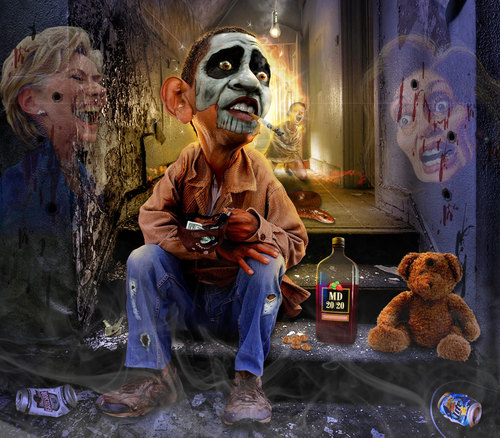 Cartoon: Obamas Nightmare (medium) by RodneyPike tagged barack,obama,caricature,illustration,rwpike,rodney,pike