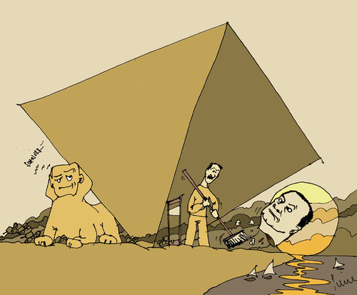 Cartoon: Ägypten steht Kopf! (medium) by Pierre tagged syria,syrien,mubarak,freiheit,jasmin,revolution,egypt,ägypten,assad