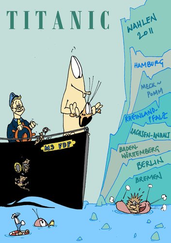 Cartoon: Titanic - Das Remake! (medium) by Pierre tagged westerwelle,guido,fdp,titanic