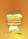 Cartoon: Zum Geburtstag viel Glück! (small) by Pierre tagged geburtstag,torte,bananenschale,glück,pech