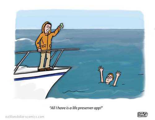 Cartoon: SOS (medium) by a zillion dollars comics tagged technology,leisure,boating