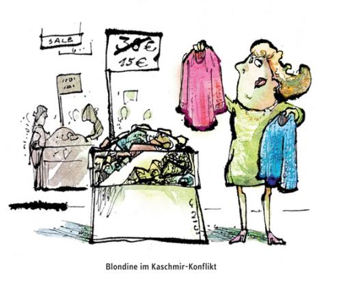 Cartoon: Kaschmir (medium) by Stolle tagged blondine,shoppen,politik