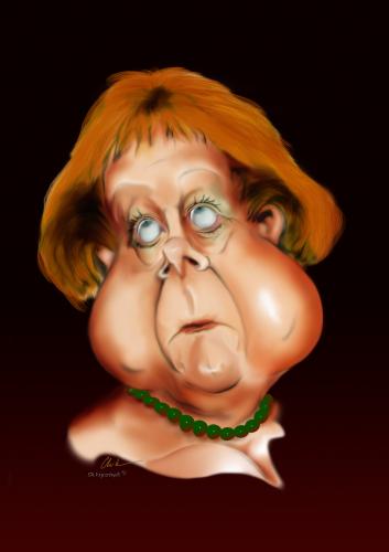 Cartoon: Angela Merkel (medium) by KryCha tagged merkel,angie,caricature,karikatur,cartoon,zeichnung