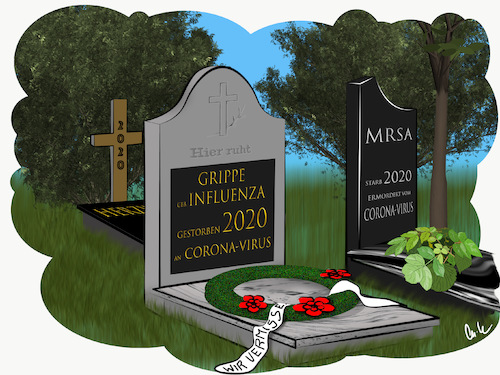 Cartoon: Grippe ist tot (medium) by KryCha tagged corona,grippe