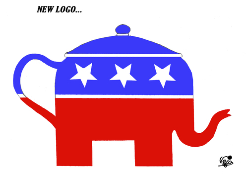 Cartoon: American Republicans (medium) by Vejo tagged teaparty,obamacare,logo,republicans