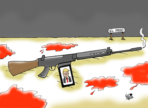 Cartoon: Massacre USA (medium) by Vejo tagged massacre,trump,hate,racism,weapons,usa