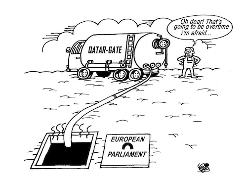 Cartoon: Qatargate (medium) by Vejo tagged qatargate,qatar,morocco,corruption,fraud,european,parliament,money,politicians
