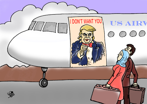 Cartoon: UNCLE TRUMP... (medium) by Vejo tagged trump,uncle,sam,muslims,discrimination