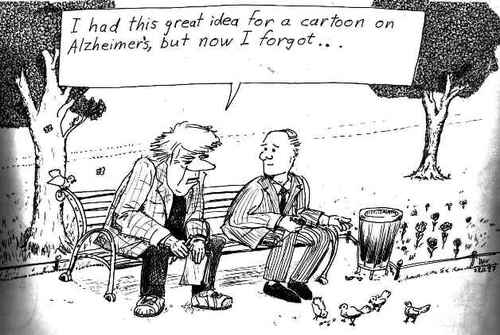 Cartoon: Forgot Alzheimer Joke (medium) by Alan tagged forgot,alzheimer,joke,forgetfulness,dementia,bench,cartoonist,alzheimers,park,vergesslichkeit,demenz