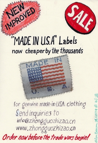 Cartoon: Made in USA Labels (medium) by Alan tagged made,usa,labels,china,sale,zhong