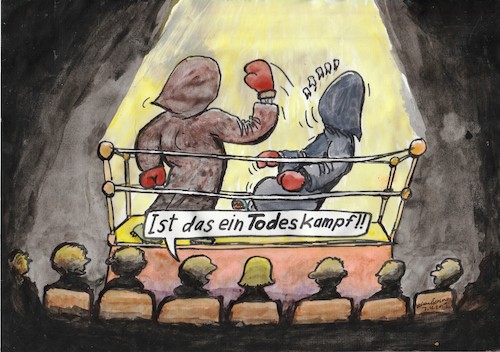 Cartoon: Todeskampf (medium) by Alan tagged todeskampf,sensenmann