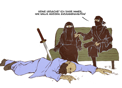 Cartoon: Ninja (medium) by Arne S Reismueller tagged ninja,moslem,muslim,islam,ninja,moslem,muslim,islam