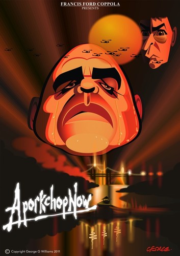 Cartoon: Apocalypse Now (medium) by spot_on_george tagged marlon,brando,martin,sheen,caricature,apocalypse