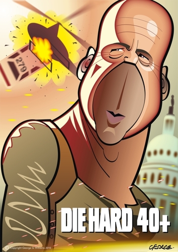 Cartoon: Die Hard 4.0 (medium) by spot_on_george tagged bruce,willis,die,hard,caricature