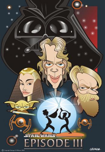 Cartoon: Star Wars III (medium) by spot_on_george tagged star,wars,jedi,yoda,caricature,darth,vader
