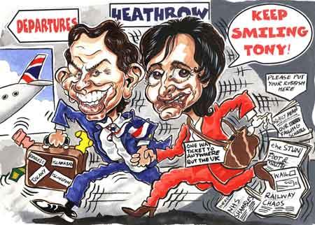 Cartoon: The Blairs (medium) by simonelli tagged blair,tony,cherie,uk,prime,minister,premier