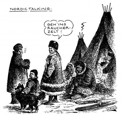 Cartoon: Nordic Talking (medium) by Kriki tagged rauchen,rauchverbot,nichtraucher,smoke,smoking,cigarettes,zigaretten,cartoon,cartoons,illustration,illustrationen,rauchen,raucher,rauchverbot,verbot,verbote,nichtraucher,zigaretten,zigarette,gesundheit,passiv,gesetz,regeln,nordic walking,kommunikation,indianer,kultur,gesellschaft,genussmittel,raucherzelt,zelt,nordic,walking