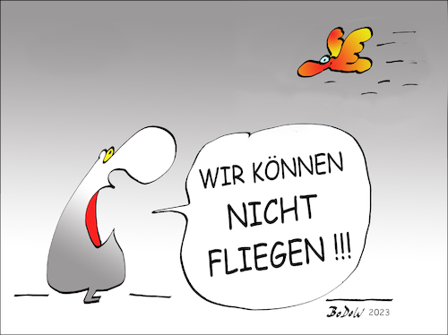 Cartoon: Fliegen (medium) by BoDoW tagged freiheit,grenzen,überwinden,fliegen,beschränkung,einschränkung,kreativität,verbot
