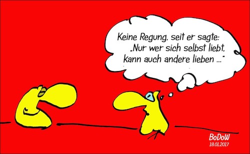Cartoon: Hauptsache LIEBE (medium) by BoDoW tagged liebe,narziss,selbstverliebt,autonom,beziehung,paar,egozentrik