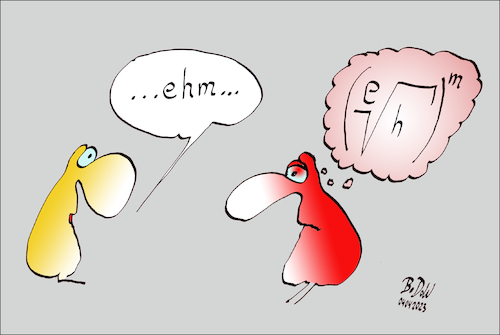 Cartoon: ... überkomplexe Information ... (medium) by BoDoW tagged kommunikation,paar,beziehung,sprache,missverständnis,kompliziert,überdreht,wurzel,räuspern,sprechakt,verstehen,mathematik