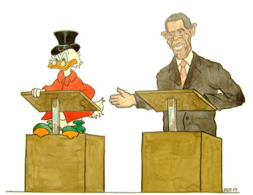 Cartoon: Yes he can (medium) by Bozo tagged obama,usa,finanzkrise,money,wirtschaft