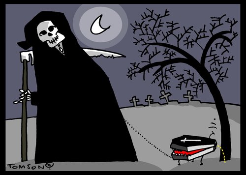 Cartoon: Mr. Death with doggy (medium) by to1mson tagged smierc,dead,death,tod,sterben,trumna