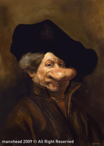 Cartoon: Rembrandt (medium) by manohead tagged manohead,caricatura,caricature,rembrandt
