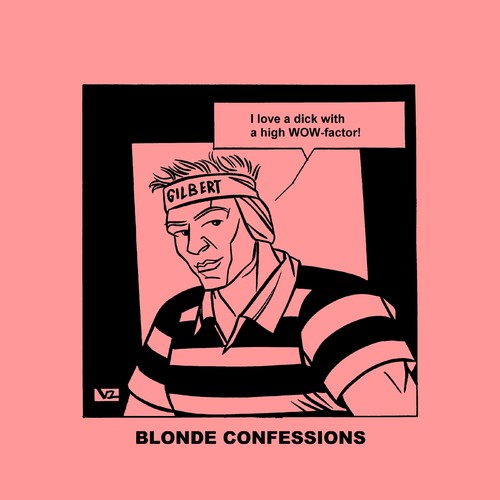 Cartoon: Blonde Confessions - WOW factor! (medium) by Age Morris tagged tags,victorzilverberg,atomstyle,blondeconfessions,agemorris,aboutloveandlife,dumbblonde,hotguy,gay,wowfactor,dick,rod,love