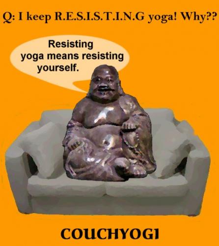 Cartoon: CouchYogi Resisting Yoga (medium) by MoArt Rotterdam tagged yoga,couchyogi,resist,yogatoons,yogahumor,yogaphilosophy