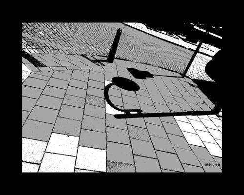Cartoon: MH - Shadow Play 2 (medium) by MoArt Rotterdam tagged shadow,shadowplay,sidewalk,stoop,lantern,blackandwhite