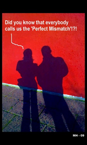 Cartoon: MH - The Perfect Mismatch (medium) by MoArt Rotterdam tagged perfect,mismatch,theperfectmismatch,everybody,couple,manandwoman,relationship,love,doubt,girltalk