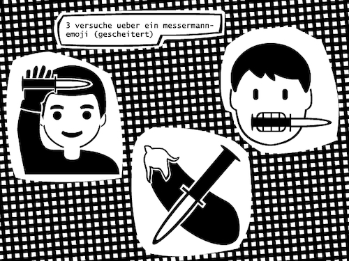 Cartoon: Emoji (medium) by bob schroeder tagged emoji,mann,messermann,internet,kriminalität,messer,verbrechen,medien