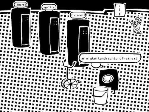 Cartoon: Liberte (medium) by bob schroeder tagged freiheit,gleichheit,brüderlichkeit,einigkeit,recht,kunst,oslo,installation