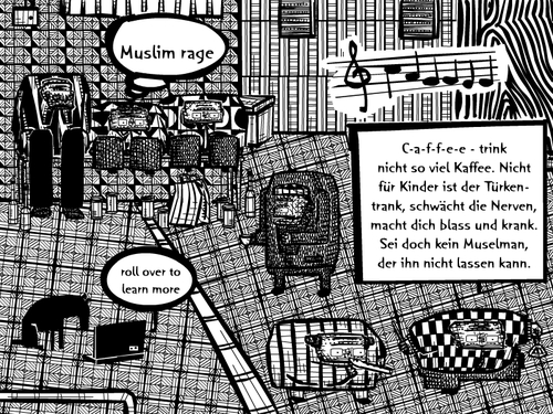 Cartoon: maennchen (medium) by bob schroeder tagged karikatur,caricature,muslim,rage,kaffee