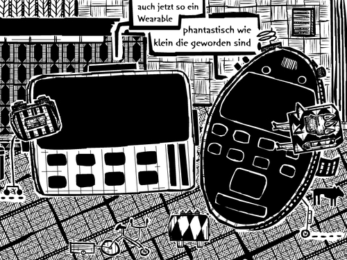 Cartoon: wearables (medium) by bob schroeder tagged computer,internet,online,app,hardware