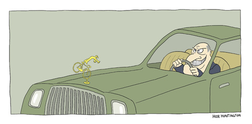 Cartoon: The Hunter (medium) by Huse Fack tagged traffic,bicycle,car,driver,fahrrad,auto,verkehr