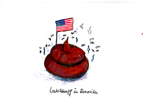 Cartoon: Amerika (medium) by Skowronek tagged donald,trump,hillery,clinton,wahlkampf,demokraten,republikaner